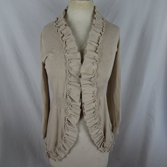 Carolyn Taylor Women Ruffled Cardigan Sweater Size M - Picture 1 of 10
